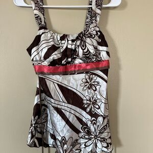 Bcx Women's Brown and White Satin Tank Top Women's Size S